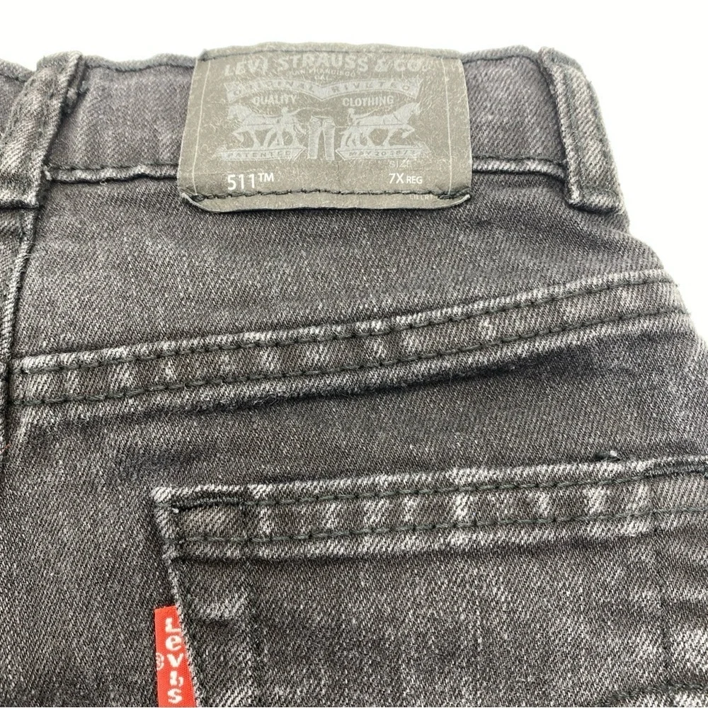 Levis 511 Slim Performance Jeans Dark Wash Waist Kids Size 7X Reg 7-8 Years Girl